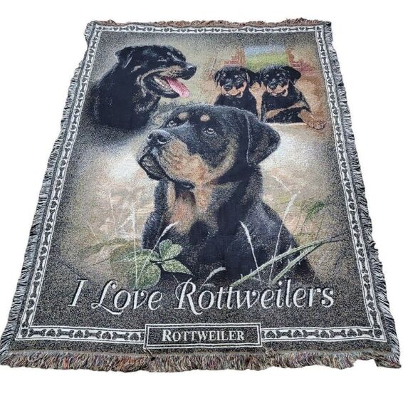 Other - I Love Rottweilers Dog Large Blanket Throw Size 52x72" Cotton by Danbury Mint